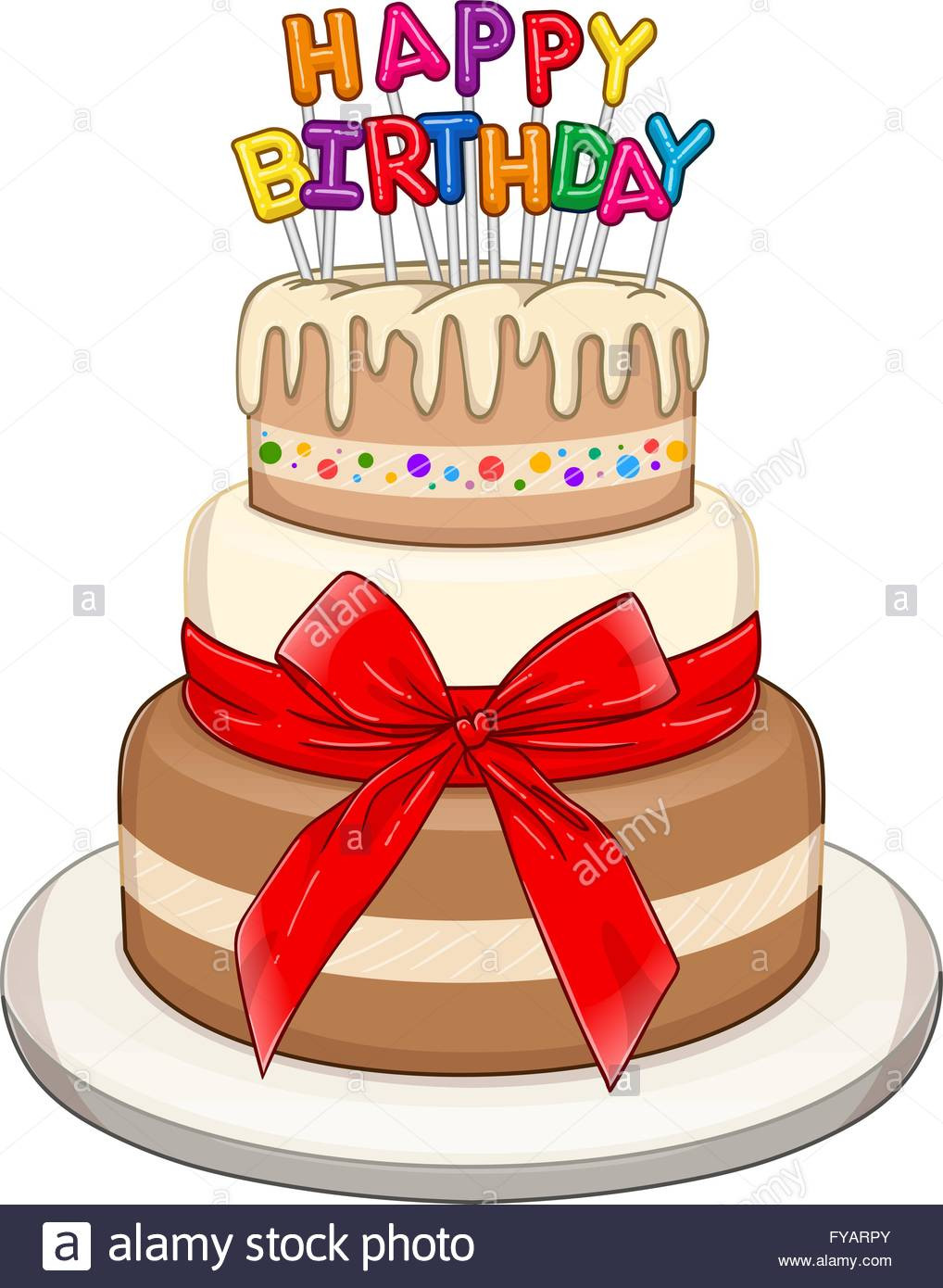 Happy Birthday Cake Text
 Vector illustration of 3 floors birthday cake with Happy