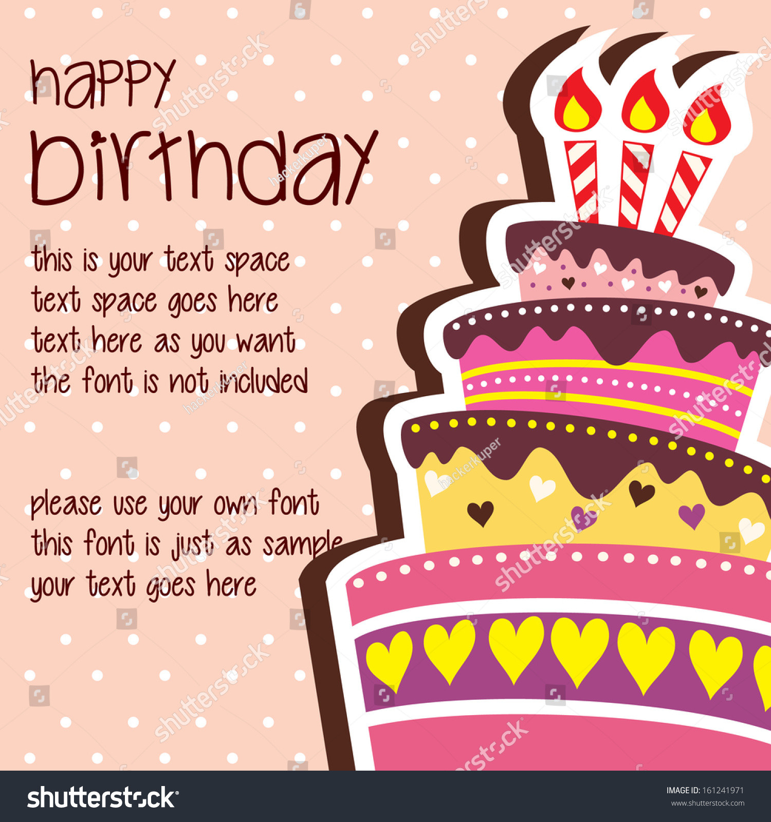 Happy Birthday Cake Text
 Happy Birthday Card Template Layered Stock Vector