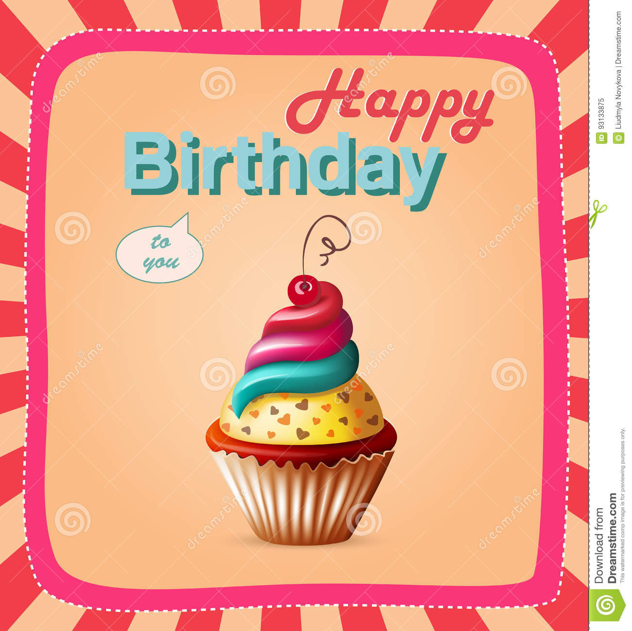 Happy Birthday Cake Text
 Happy Birthday Template Card With Cake And Text Stock