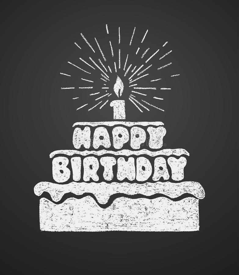 Happy Birthday Cake Text
 Cake With A Candle And Happy Birthday Text Vector
