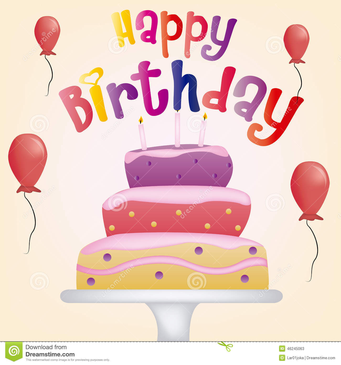 Happy Birthday Cake Text
 Happy Birthday Stock Illustration Image