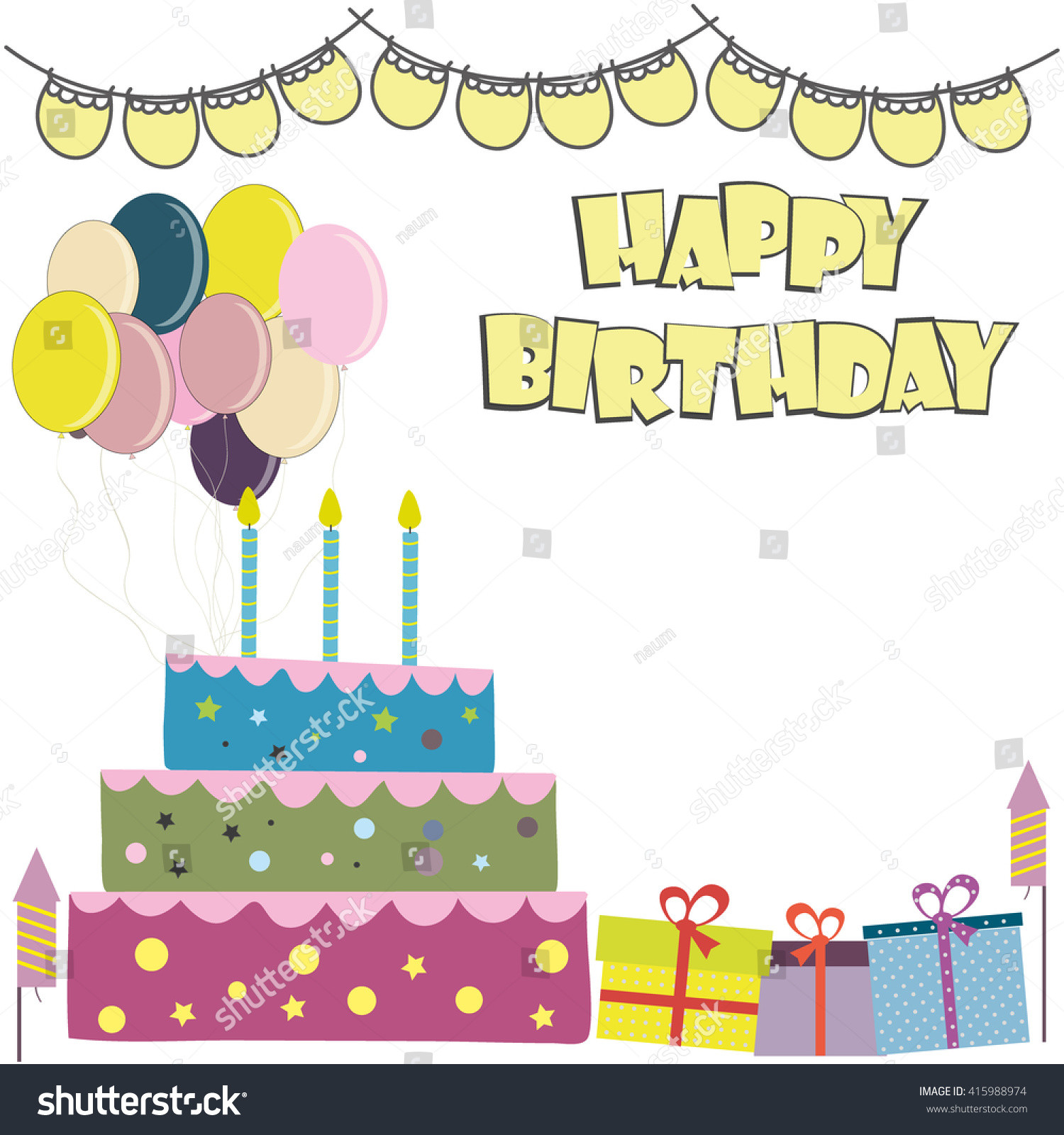 Happy Birthday Cake Text
 Happy Birthday Card Birthday Cakeplace Text Stock Vector