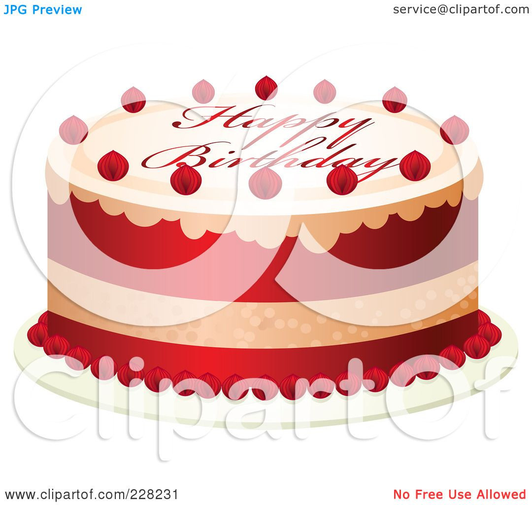 Happy Birthday Cake Text
 Royalty Free RF Clipart Illustration of a Red And White