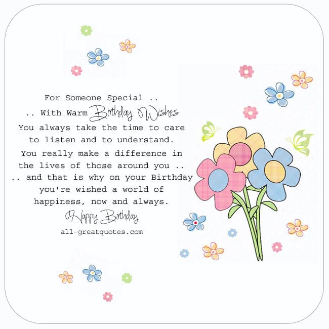 Happy Birthday To Someone Special Quotes
 Free Birthday Cards