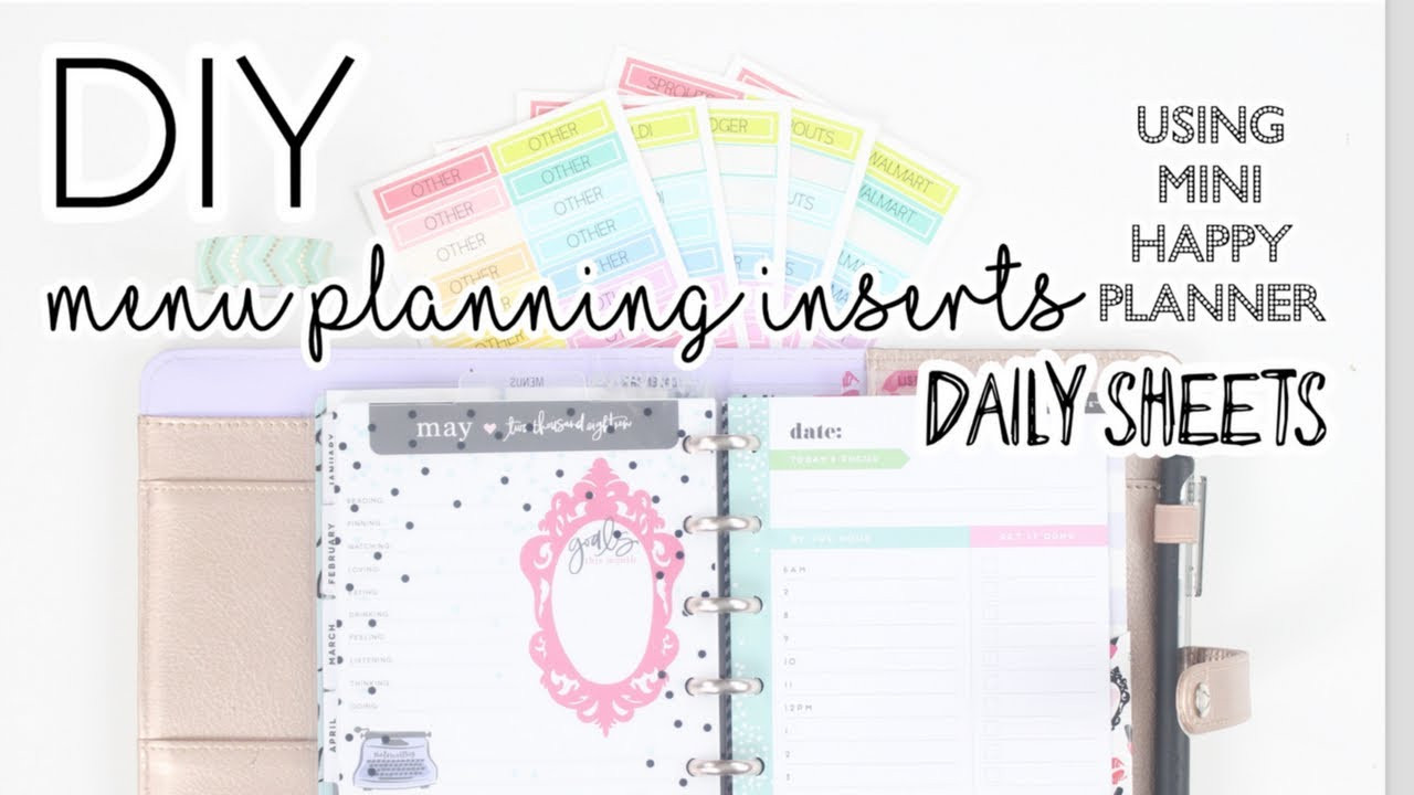 Happy Planner DIY
 DIY Menu Planning🍽🥘 Inserts Using MINI Happy Planner DAILY