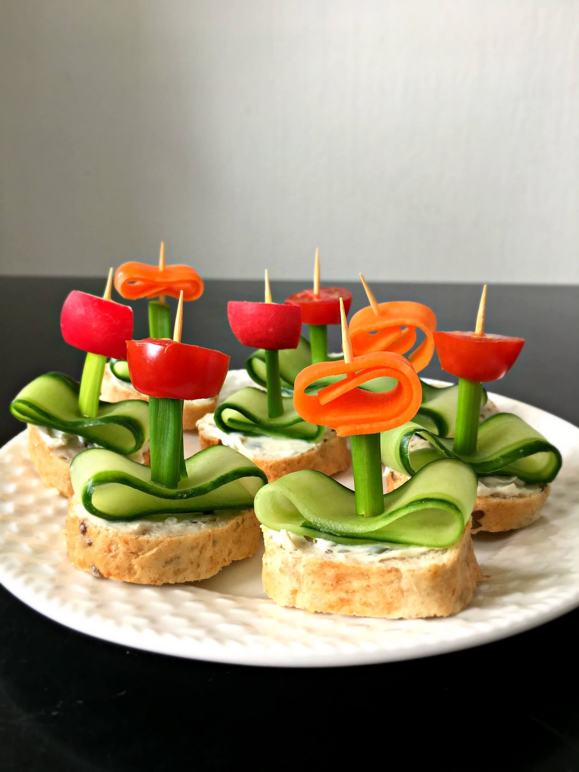 Healthy Appetizers For Kids
 Vegan Flower Appetizers with Herb "Cream Cheese"