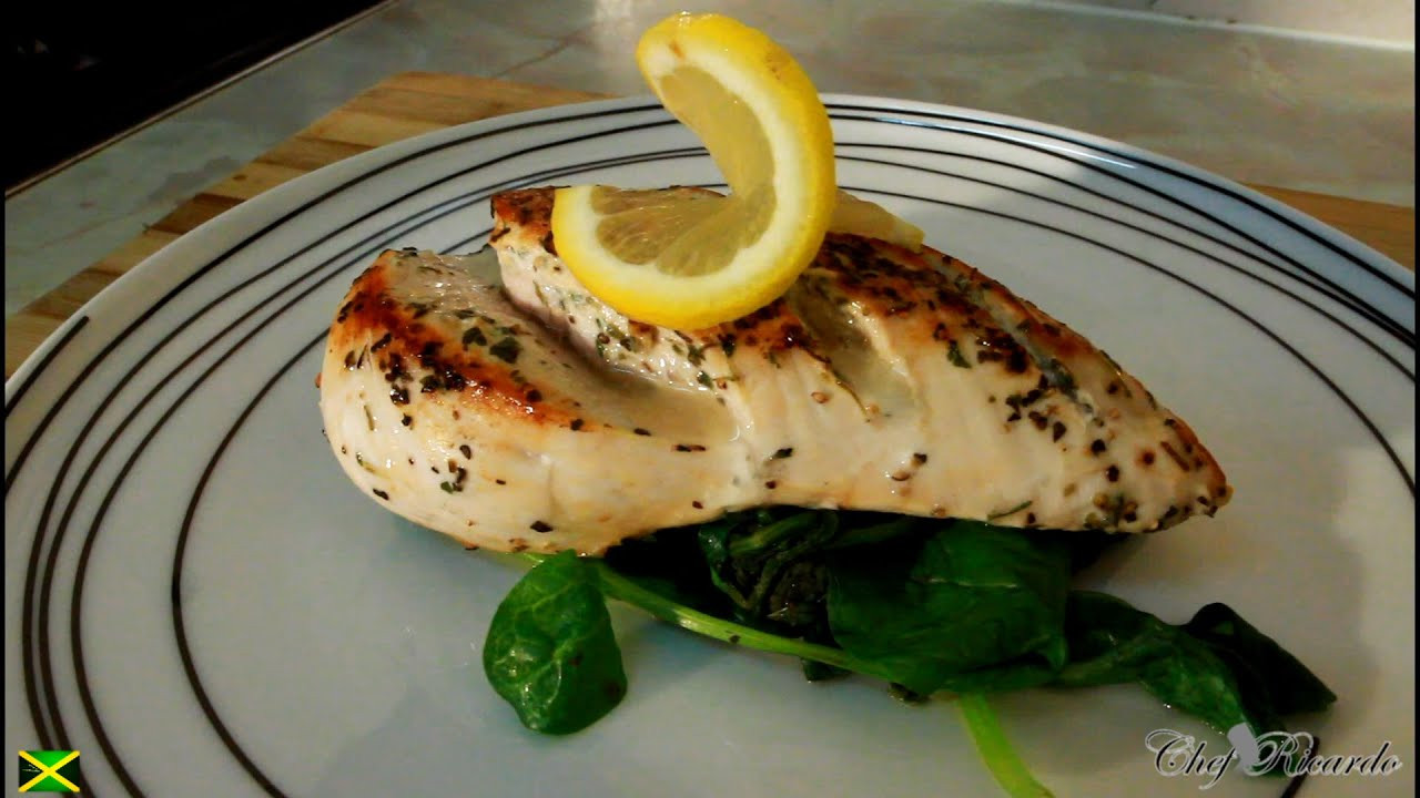 Healthy Pan Fried Chicken
 No Butter No Oil Pan Fried Chicken Served With Spinach