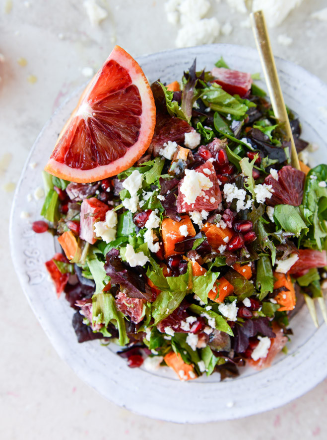 Healthy Winter Salads<br />
 Winter Chopped Salad with Roasted Sweet Potato and Blood