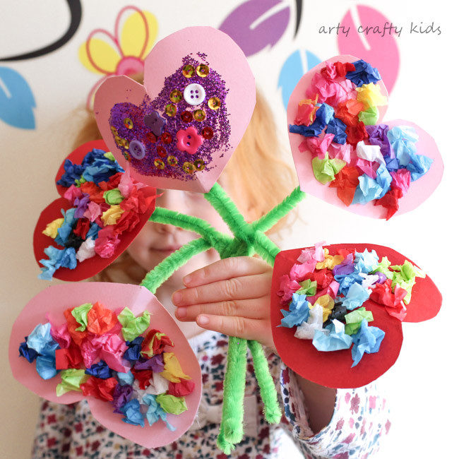 Heart Craft Ideas For Preschoolers
 Toddler Valentines Heart Bouquet