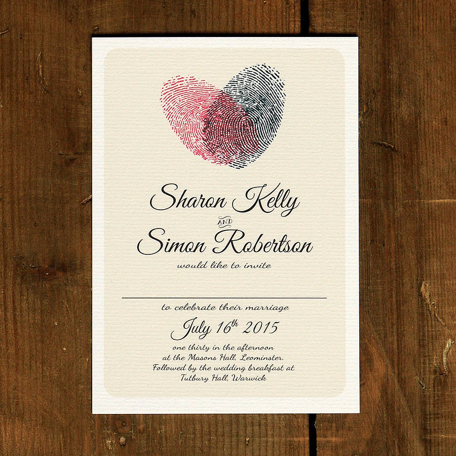 Heart Wedding Invitations
 fingerprint heart wedding invitation and save the date by