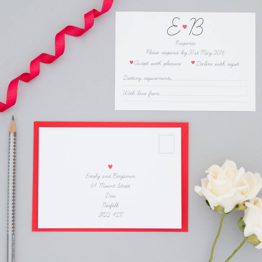 Heart Wedding Invitations
 red heart wedding invitation full sample set by the two