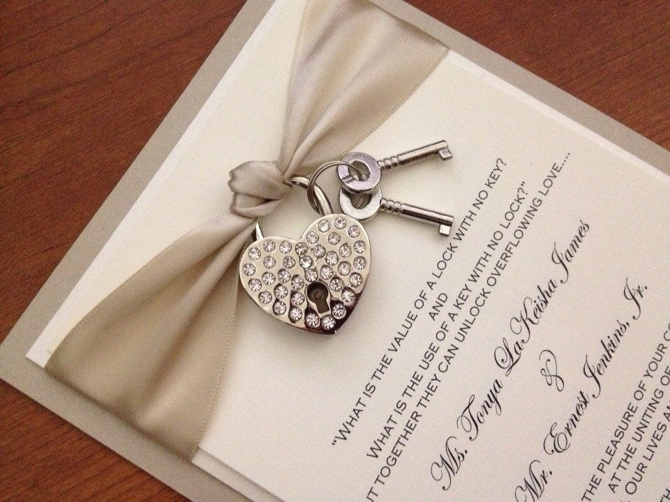 Heart Wedding Invitations
 Key to My Heart wedding invitation with heart by
