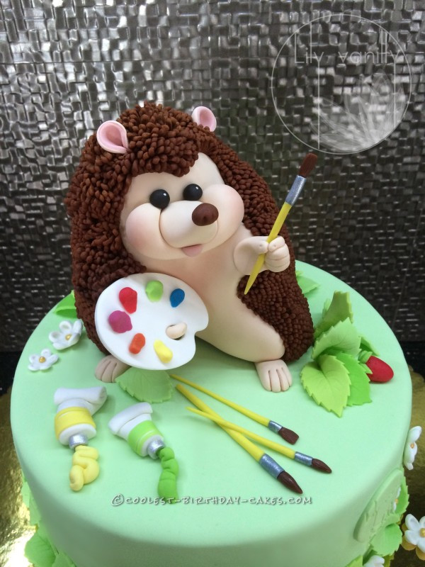 Hedgehog Birthday Cake
 Coolest Painter Hedgehog Birthday Cake