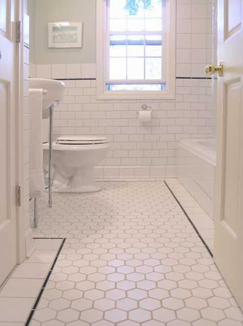 Hex Tiles Bathroom Floor
 37 black and white hexagon bathroom floor tile ideas and