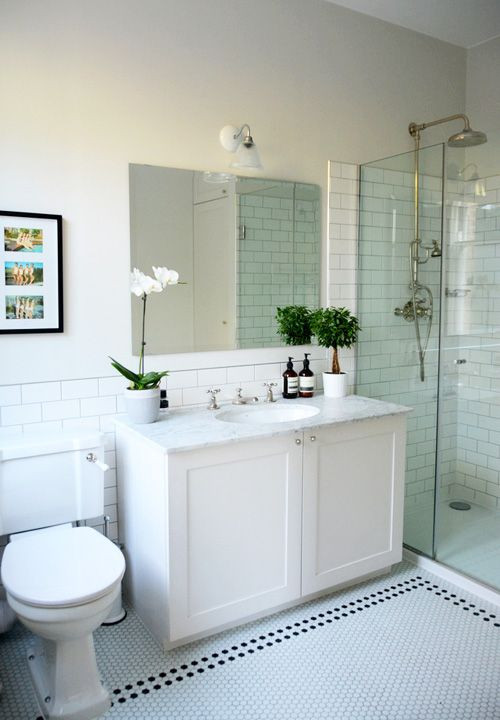 Hex Tiles Bathroom Floor
 34 white hexagon bathroom floor tile ideas and pictures 2019