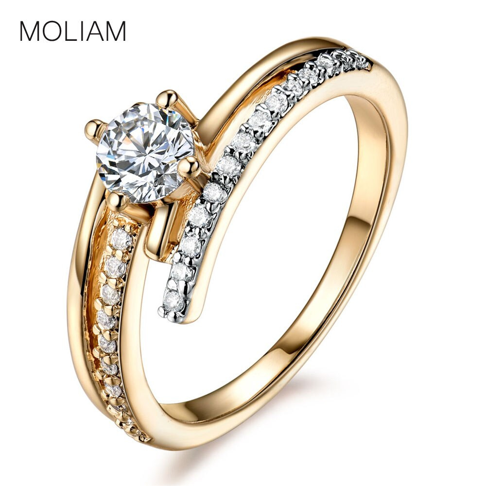 High Quality Cubic Zirconia Wedding Rings
 MOLIAM Hot Fashion Rings for Women Gold Color High Quality