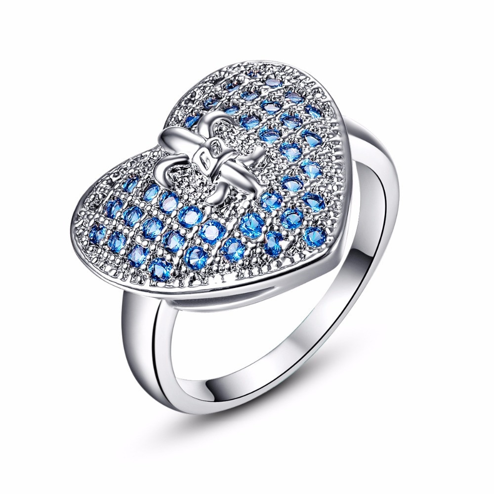 High Quality Cubic Zirconia Wedding Rings
 Aliexpress Buy High Quality Heart Silver Ring Blue