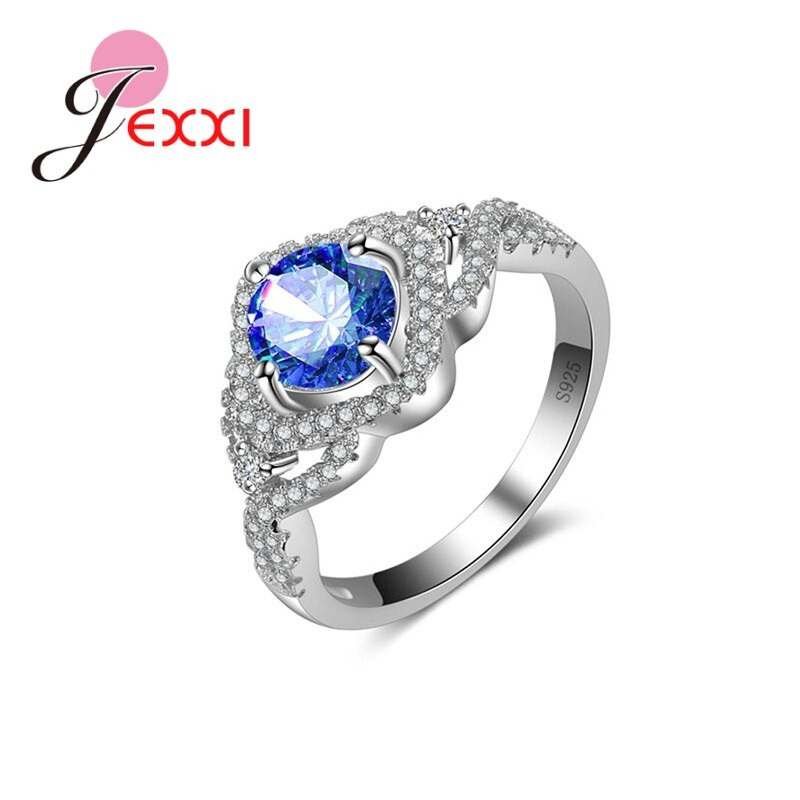 High Quality Cubic Zirconia Wedding Rings
 JEXXI 5 Colors Fashion 925 Sterling Silver Wedding Rings