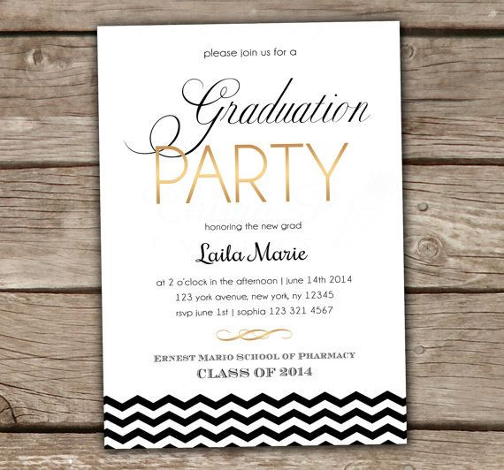 High School Graduation Party Wording Ideas
 Pin on CP Black White & Gold