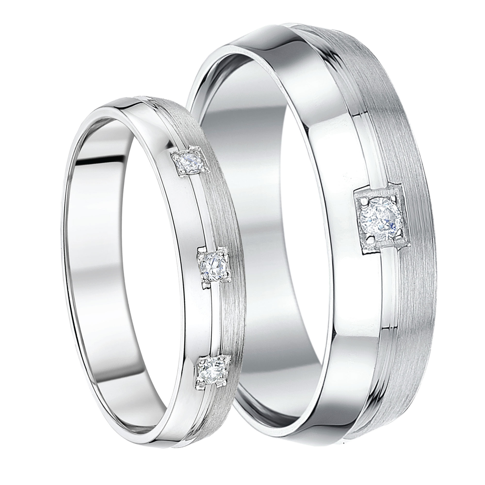 His And Hers Wedding Rings White Gold
 His & Hers 4&6mm 9ct White Gold Boxed Set Diamond Wedding