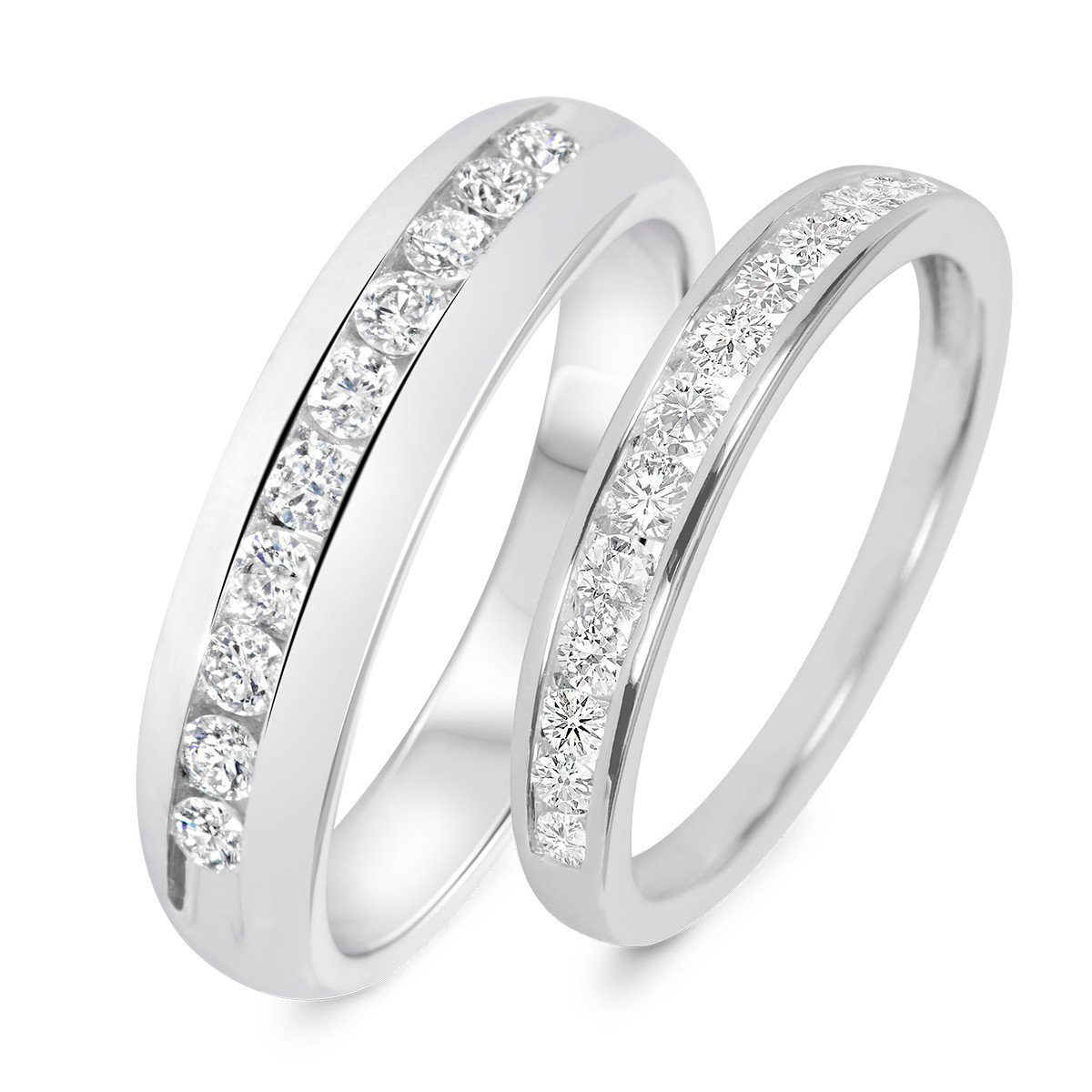 His And Hers Wedding Rings White Gold
 7 8 Carat T W Diamond His And Hers Wedding Band Set 14K
