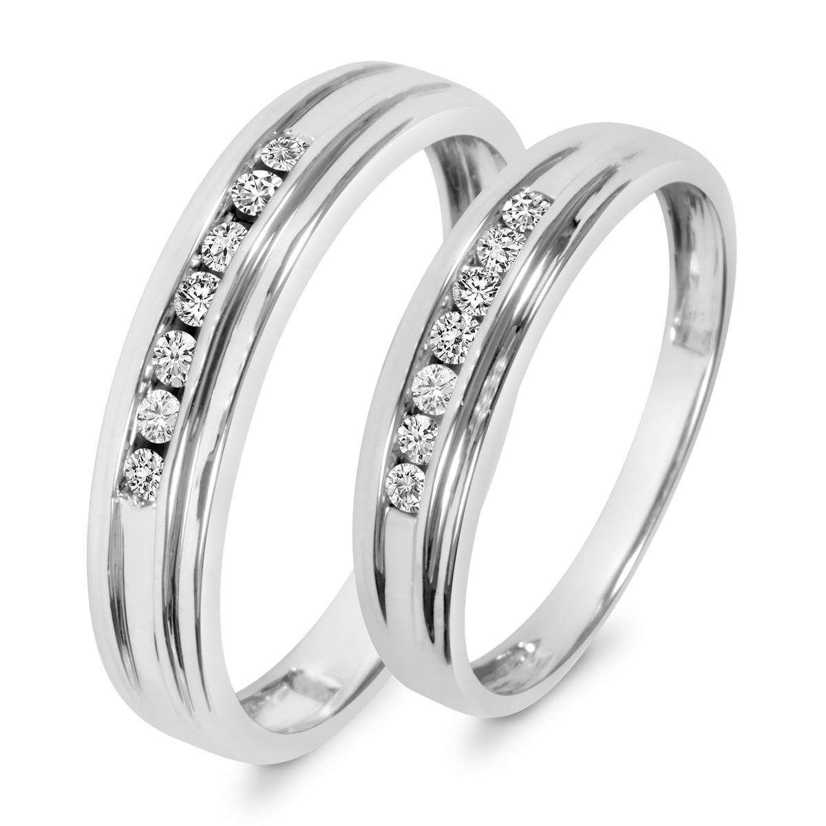 His And Hers Wedding Rings White Gold
 1 3 CT T W Diamond His And Hers Wedding Band Set 10K