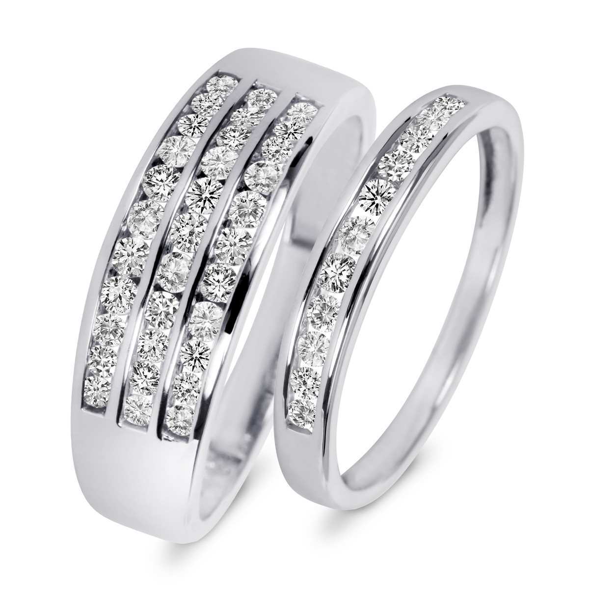 His And Hers Wedding Rings White Gold
 7 8 Carat T W Diamond His And Hers Wedding Rings 14K