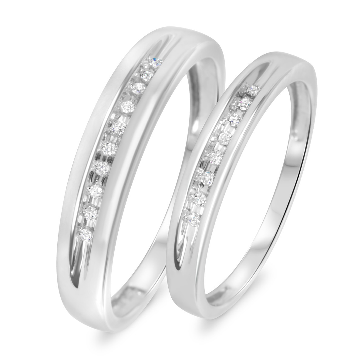 His And Hers Wedding Rings White Gold
 1 10 Carat T W Diamond His And Hers Wedding Rings 10K