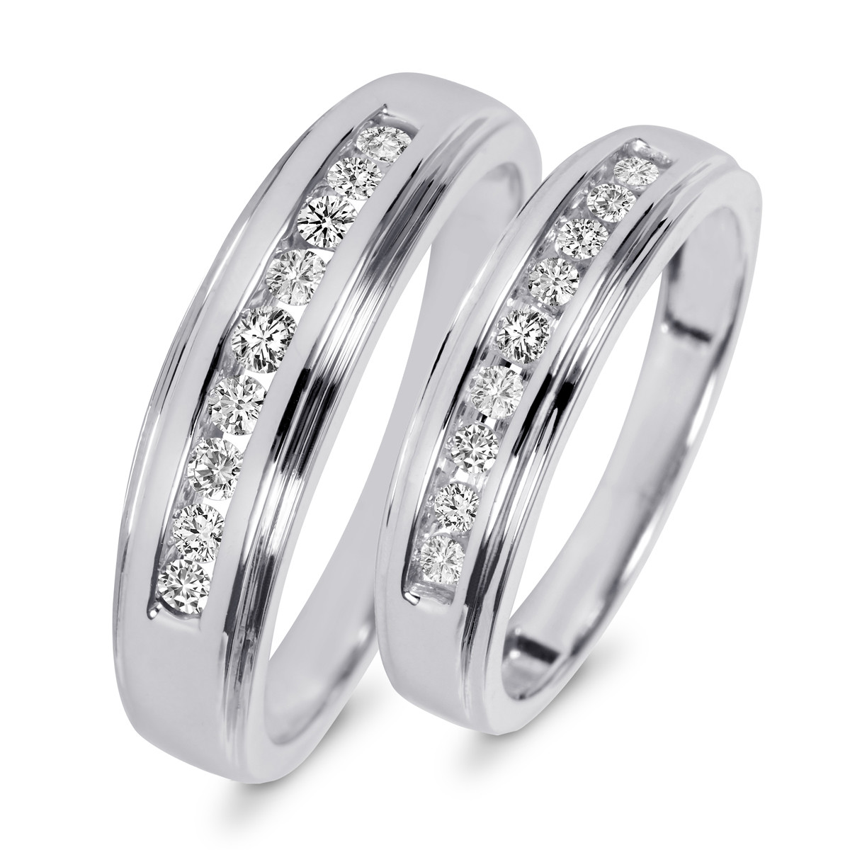 His And Hers Wedding Rings White Gold
 3 8 Carat T W Diamond His And Hers Wedding Band Set 10K