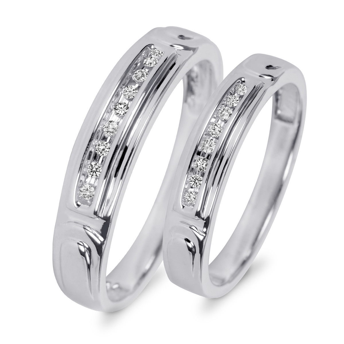 His And Hers Wedding Rings White Gold
 1 10 CT T W Diamond His And Hers Wedding Rings 10K White