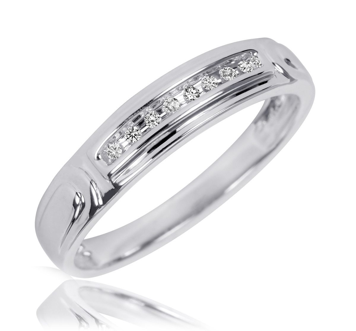 His And Hers Wedding Rings White Gold
 1 10 CT T W Diamond His And Hers Wedding Rings 10K White