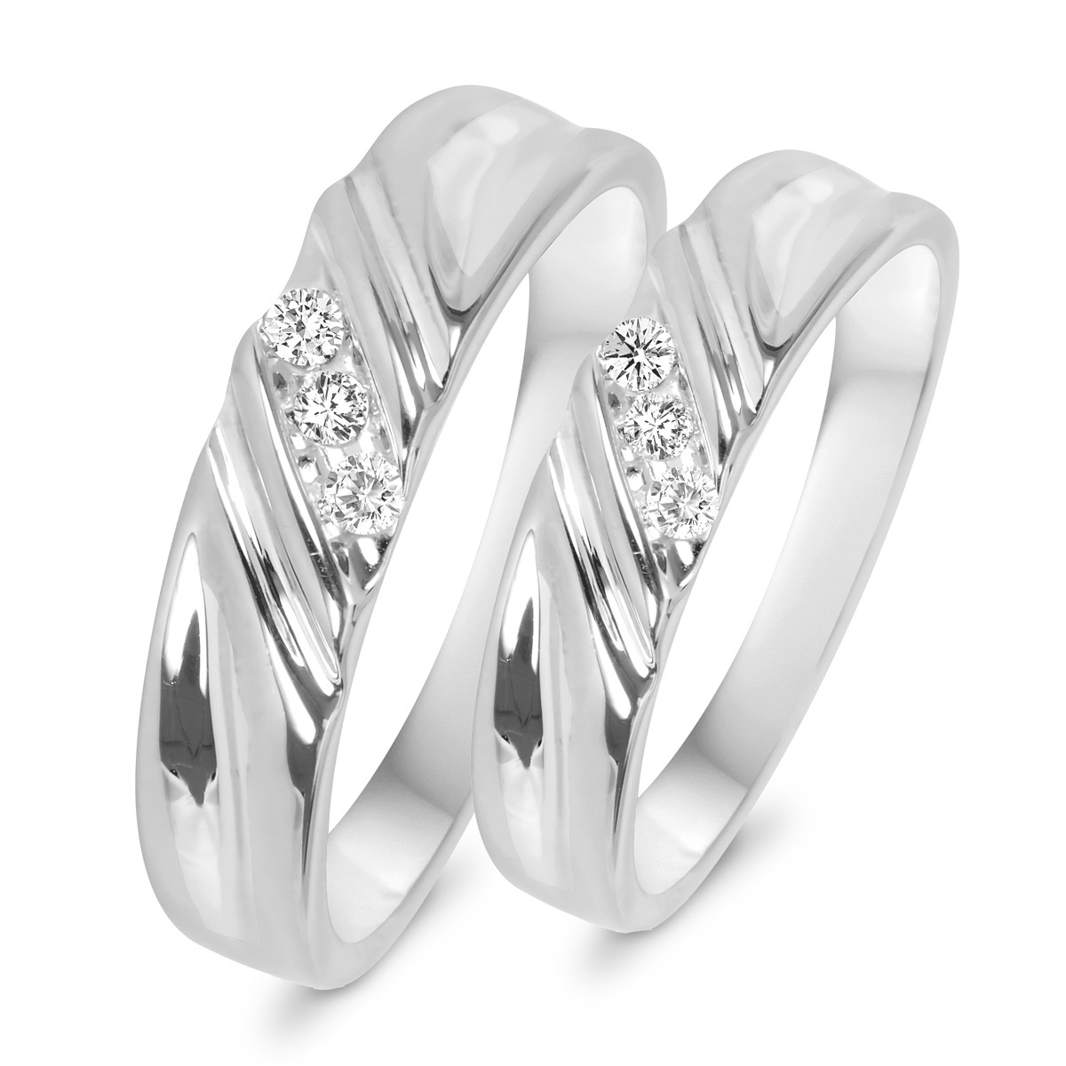 His And Hers Wedding Rings White Gold
 1 10 CT T W Diamond His And Hers Wedding Rings 10K White