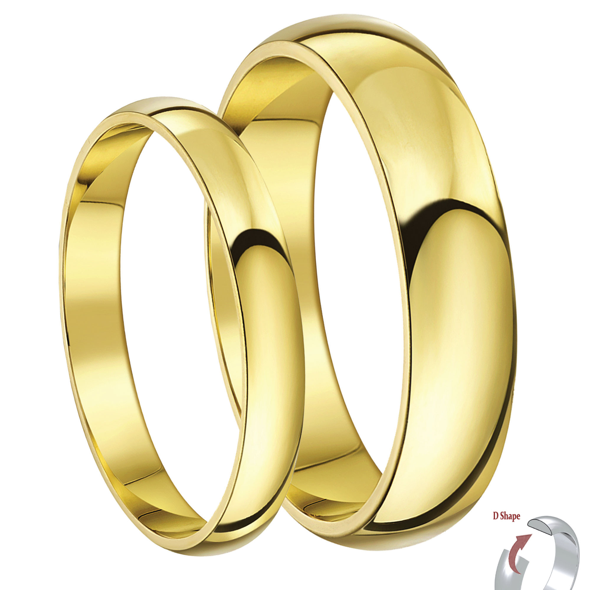 His N Hers Wedding Rings
 His & Hers 3&5mm 9ct Yellow Gold D Shaped Lightweight