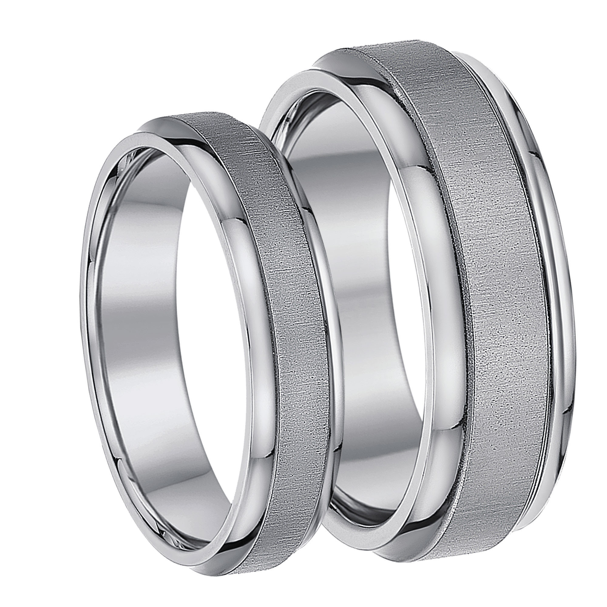 His N Hers Wedding Rings
 His & Hers Titanium Satin Designed Wedding Bands 5&7mm