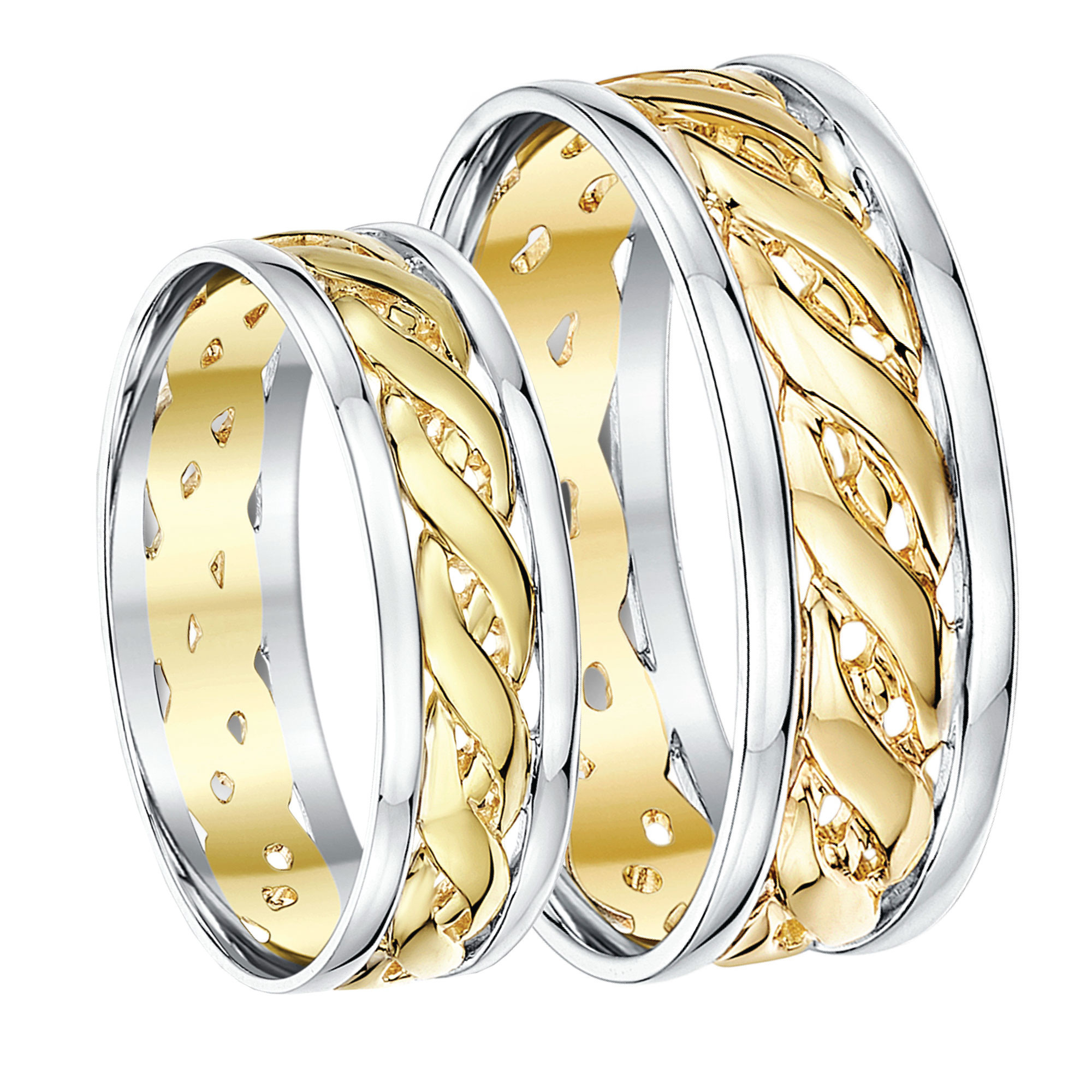 His N Hers Wedding Rings
 His & Hers 6&7mm 9ct Gold Two Colour Celtic Wedding rings