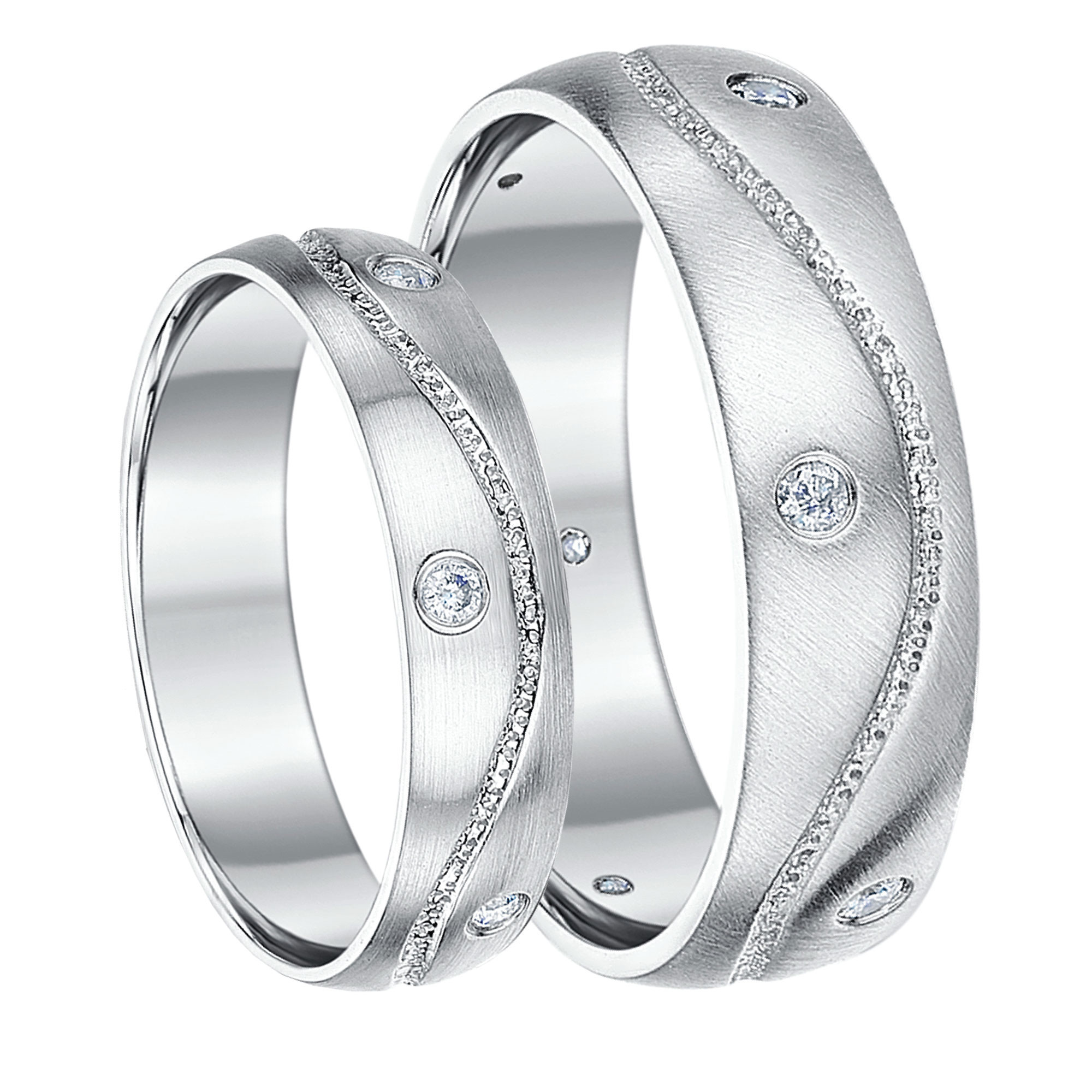 His N Hers Wedding Rings
 His & Hers 5&6mm 9ct White Gold Diamond wedding Rings