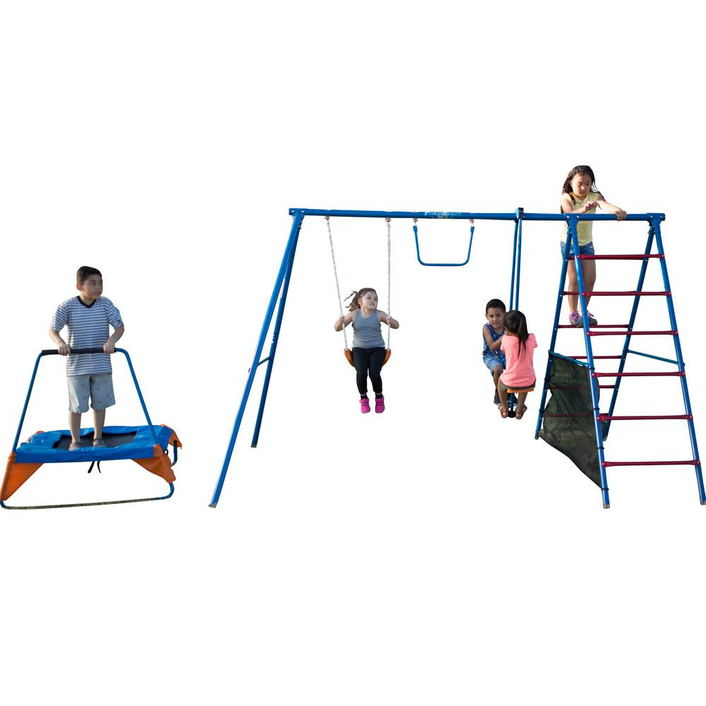 Home Depot Kids Swing Sets
 FITNESS REALITY KIDS Fun Series Metal Swing Set with