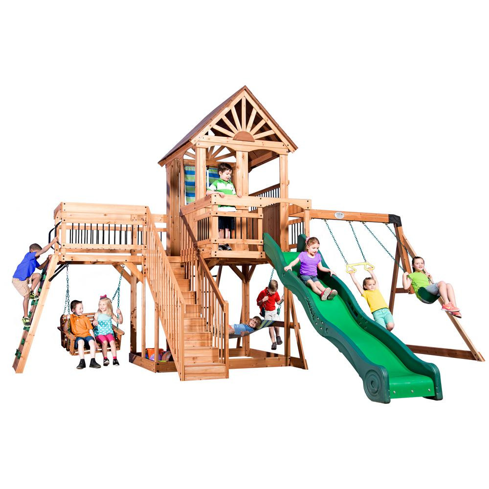 Home Depot Kids Swing Sets
 Backyard Discovery Caribbean All Cedar Playset
