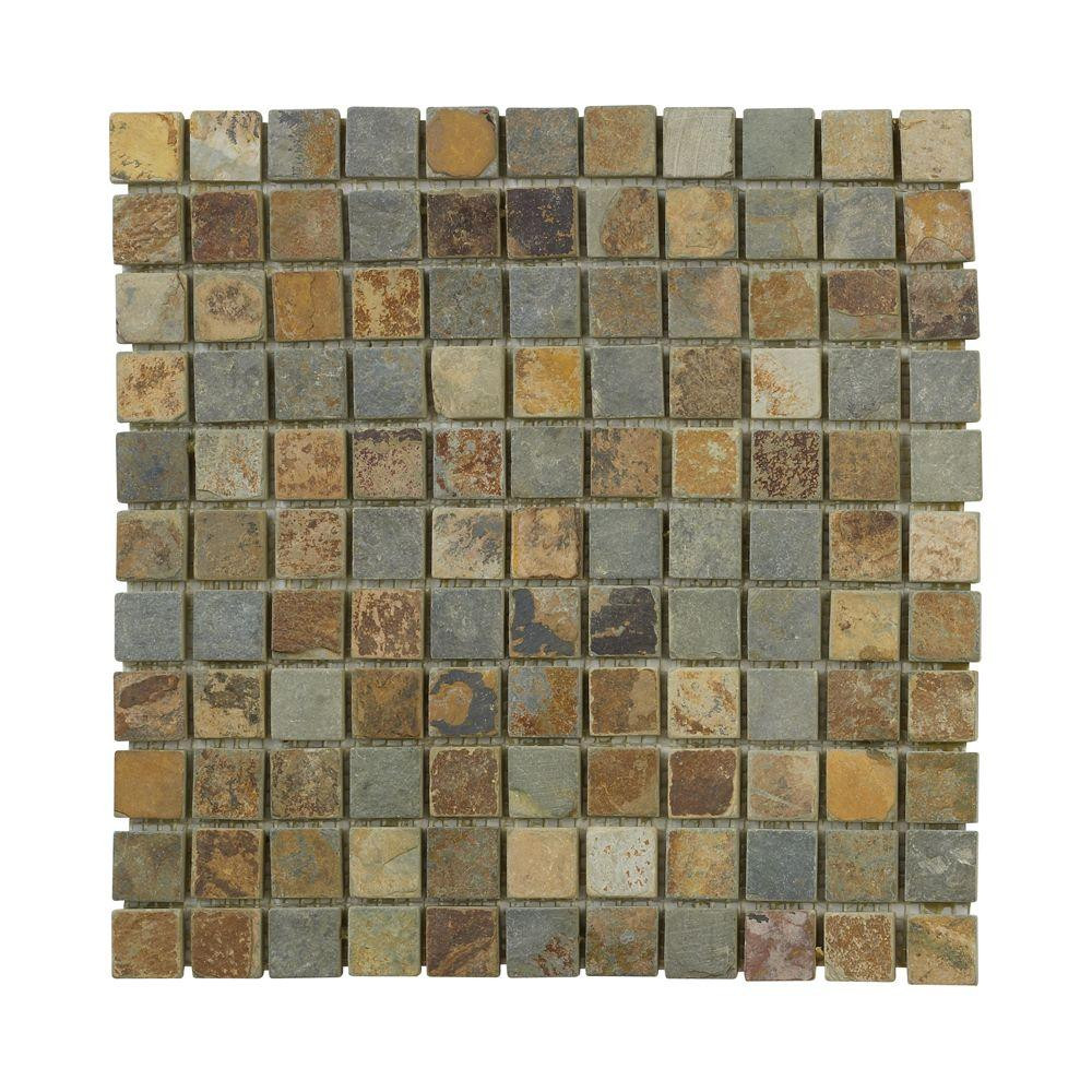 Home Depot Kitchen Wall Tile
 Jeffrey Court 11 75 in x 11 75 in x 8 mm Slate Mosaic