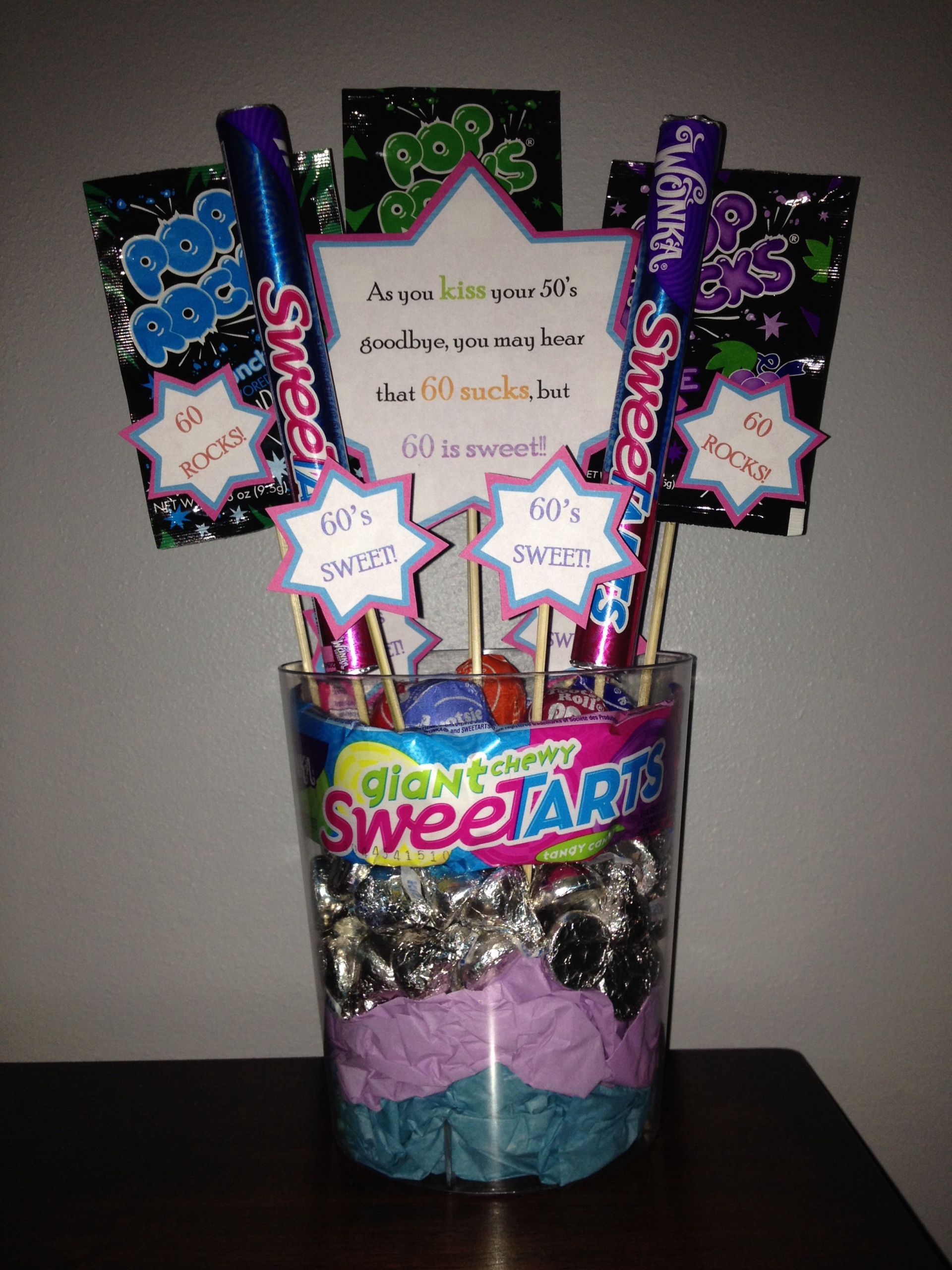 Homemade 60Th Birthday Gag Gift Ideas
 60th birthday t Hershey kisses tootsie pops two