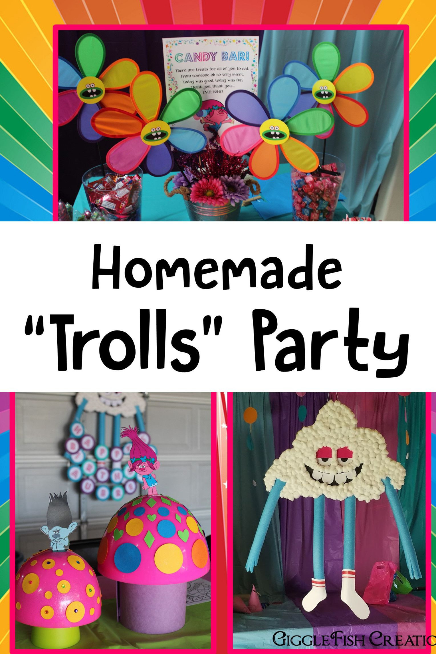 Homemade Birthday Decorations
 Poppy Trolls Birthday Party