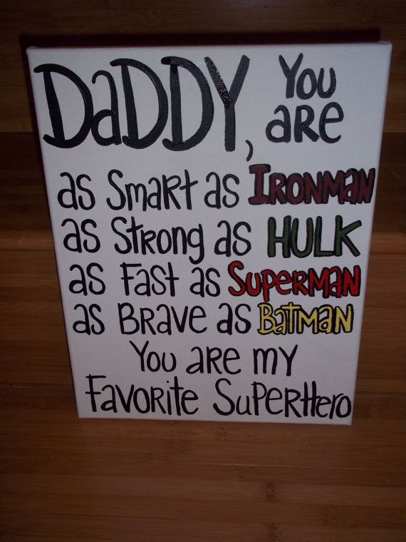 Homemade Birthday Gift Ideas For Dad From Daughter
 Superhero hand painted canvas for DAD by QuoteMeCreations