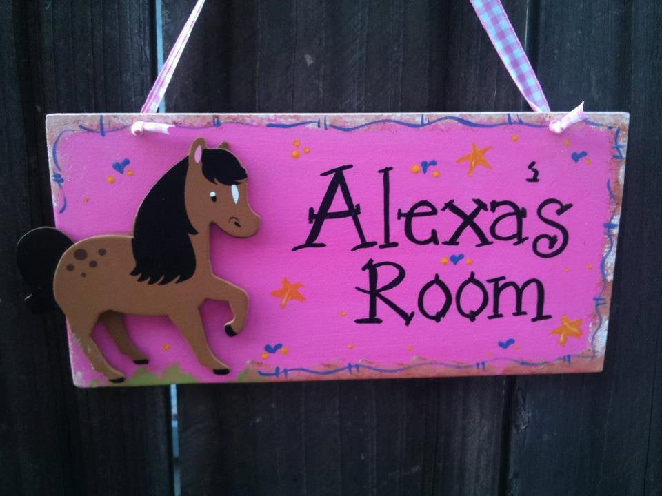 Horse Gift For Kids
 Horse Kids Door Sign PinK room decor Western Boot rider cute