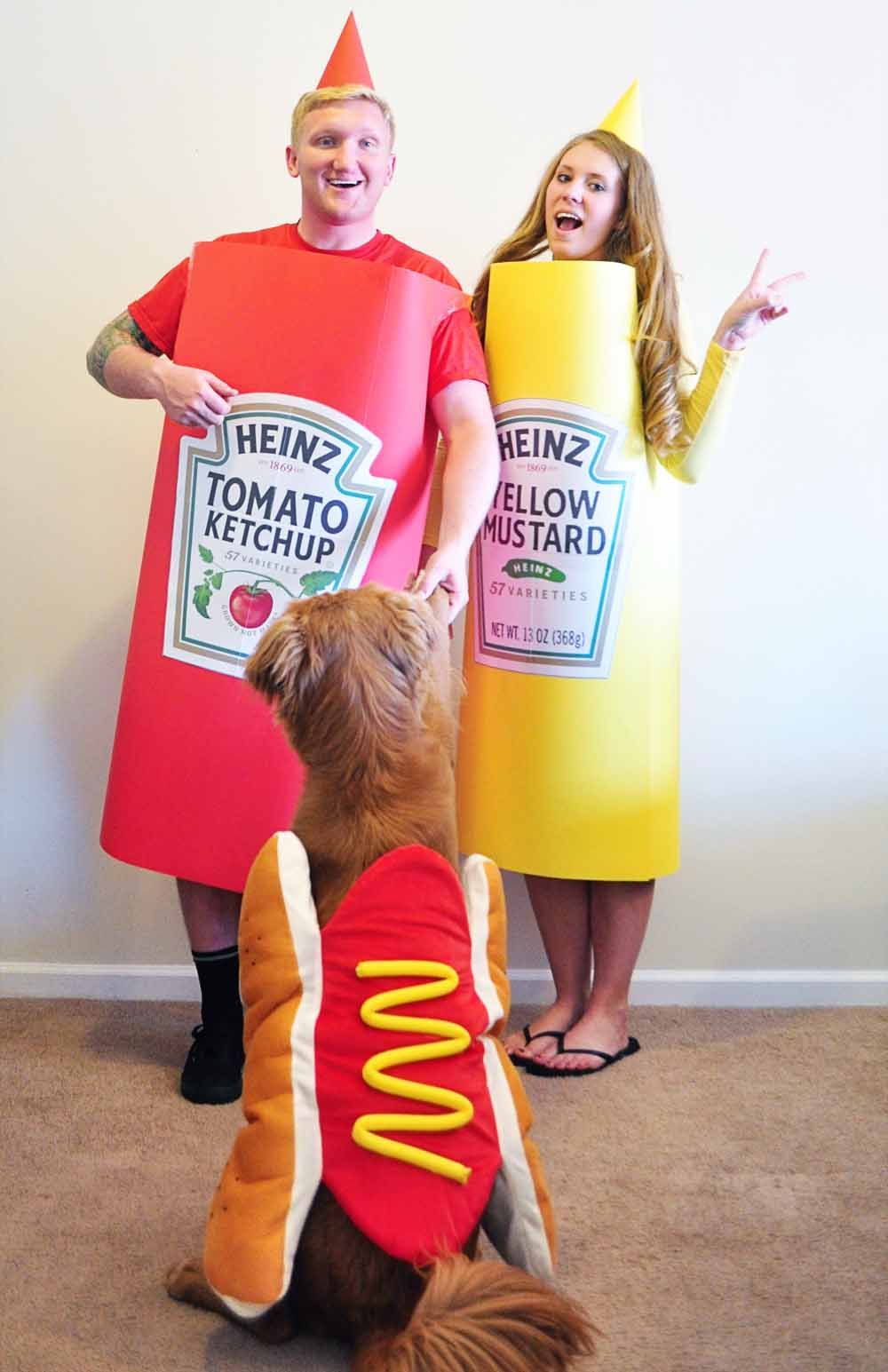Hot DIY Halloween Costumes
 Little Sloth Ketchup Mustard Hotdog DIY Halloween Costumes