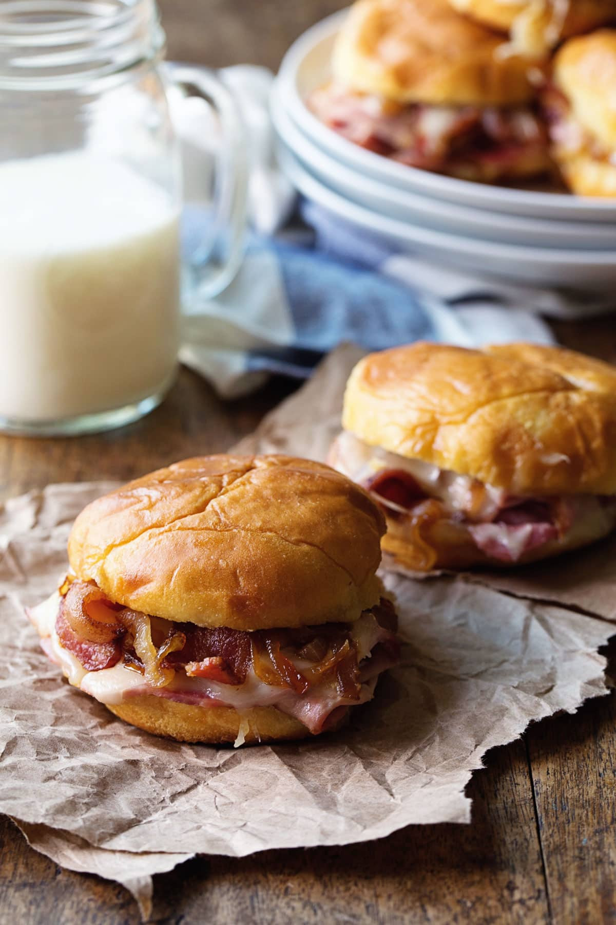 Hot Ham Sandwich Recipes
 Hot Ham and Cheese Sandwiches with Bacon and Caramelized