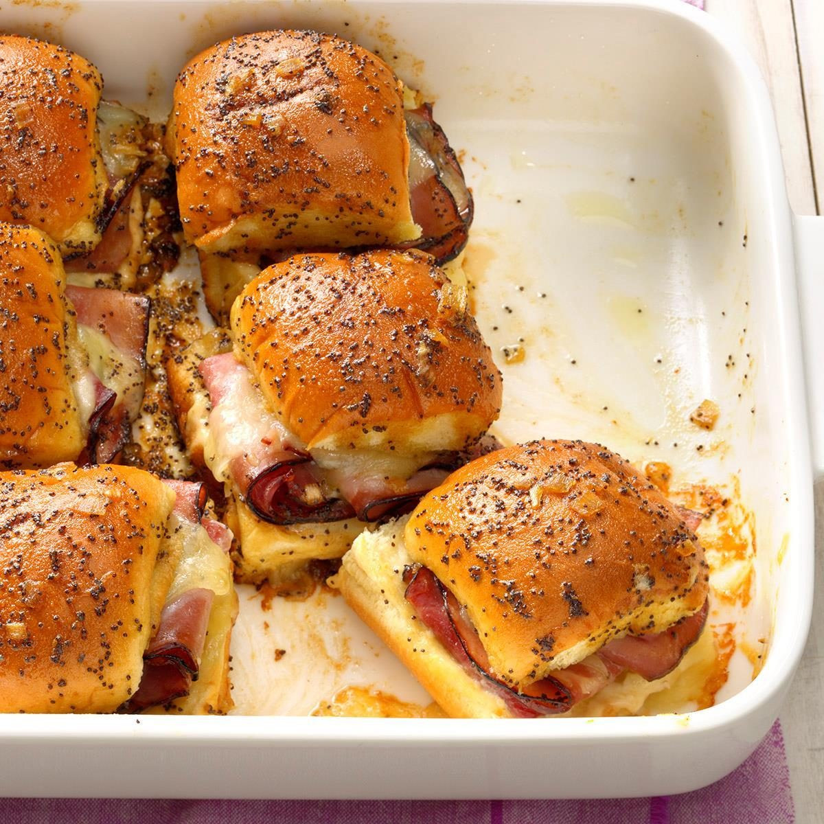 Hot Party Food Ideas
 Caramelized Ham & Swiss Buns Recipe