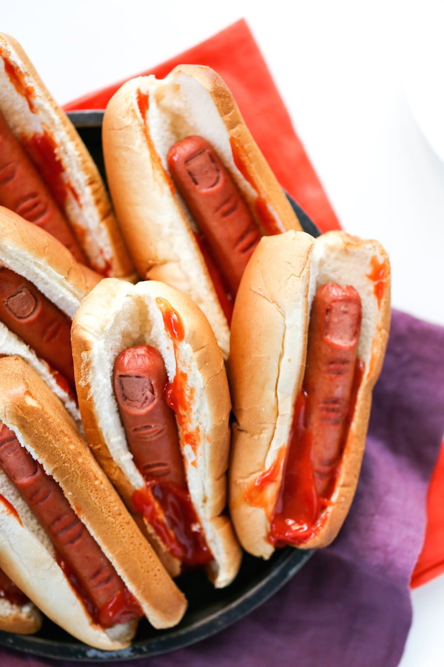 Hot Party Food Ideas
 Bloody Finger Hot Dogs for Halloween