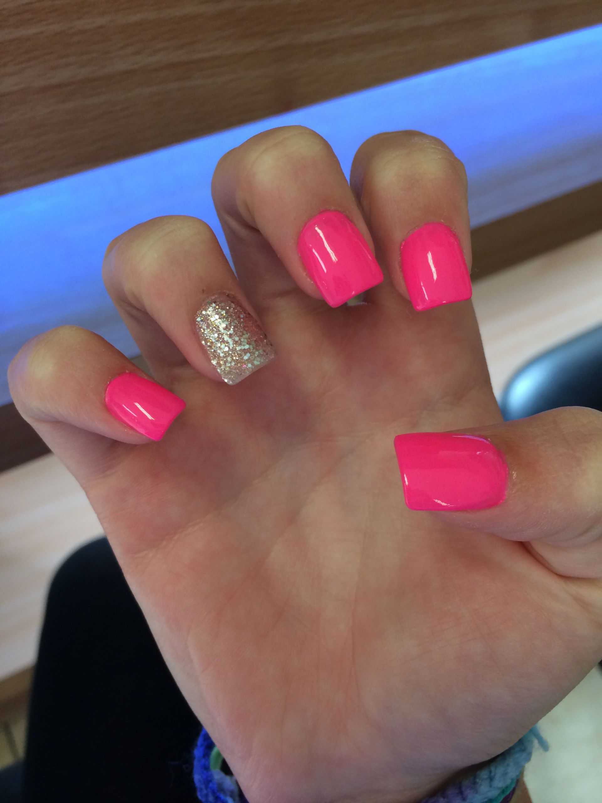 Hot Pink Glitter Nails
 Hot pink glitter nails pink acrylic