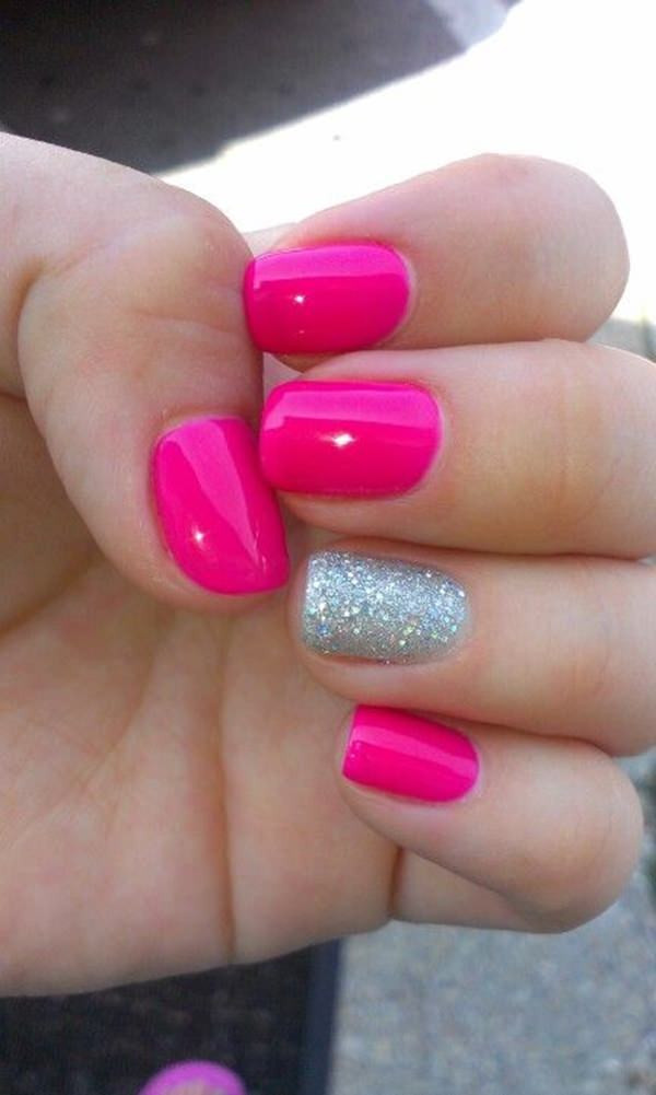 Hot Pink Glitter Nails
 67 Innocently y Pink Nail Designs s
