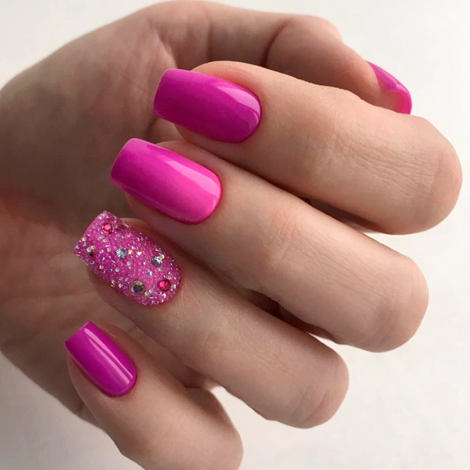 Hot Pink Glitter Nails
 Fantastic Hot Pink Nails to Try